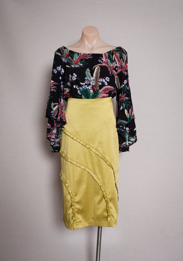 Kinki Gerlinki Chartreuse Satin Skirt