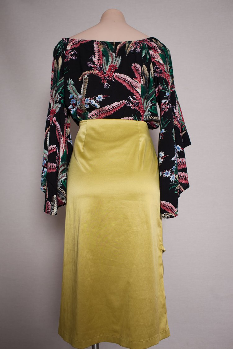 Kinki Gerlinki Chartreuse Satin Skirt
