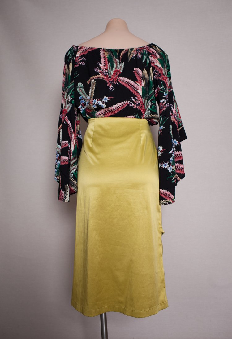 Kinki Gerlinki Chartreuse Satin Skirt