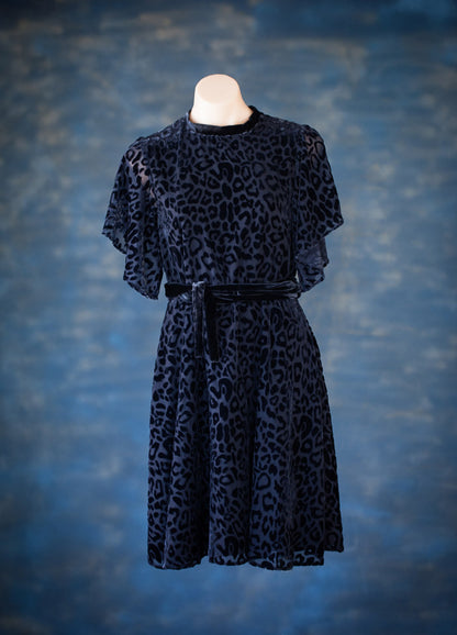 cut out velvet midnight blue dress cocktail dress evening wear preloved fashion recycled clothing