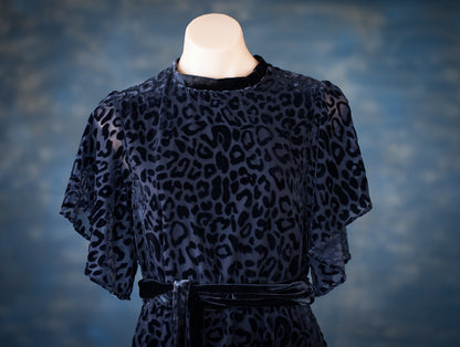 cut out velvet midnight blue dress cocktail dress evening wear preloved fashion recycled clothing